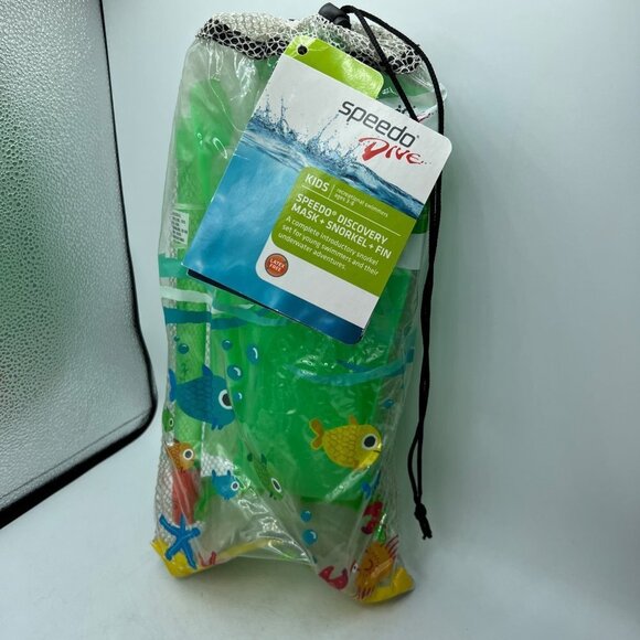 Speedo Kids Blue Dive Reef Discovery Mask Snorkel Fin Swimming Diving Set Ages 3 - Picture 1 of 11